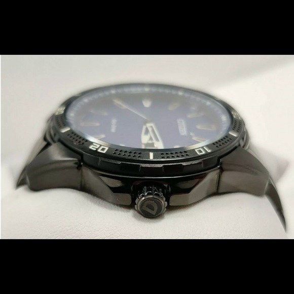 Citizen Eco-Drive Blue Dial Black IP Men's Watch - Picture 4 of 11